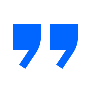 Blue quotation marks on a black background.