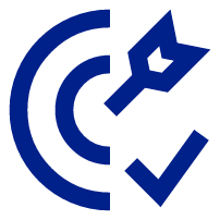 Icon of a target with a pencil and a checkmark, representing editing or completing tasks.