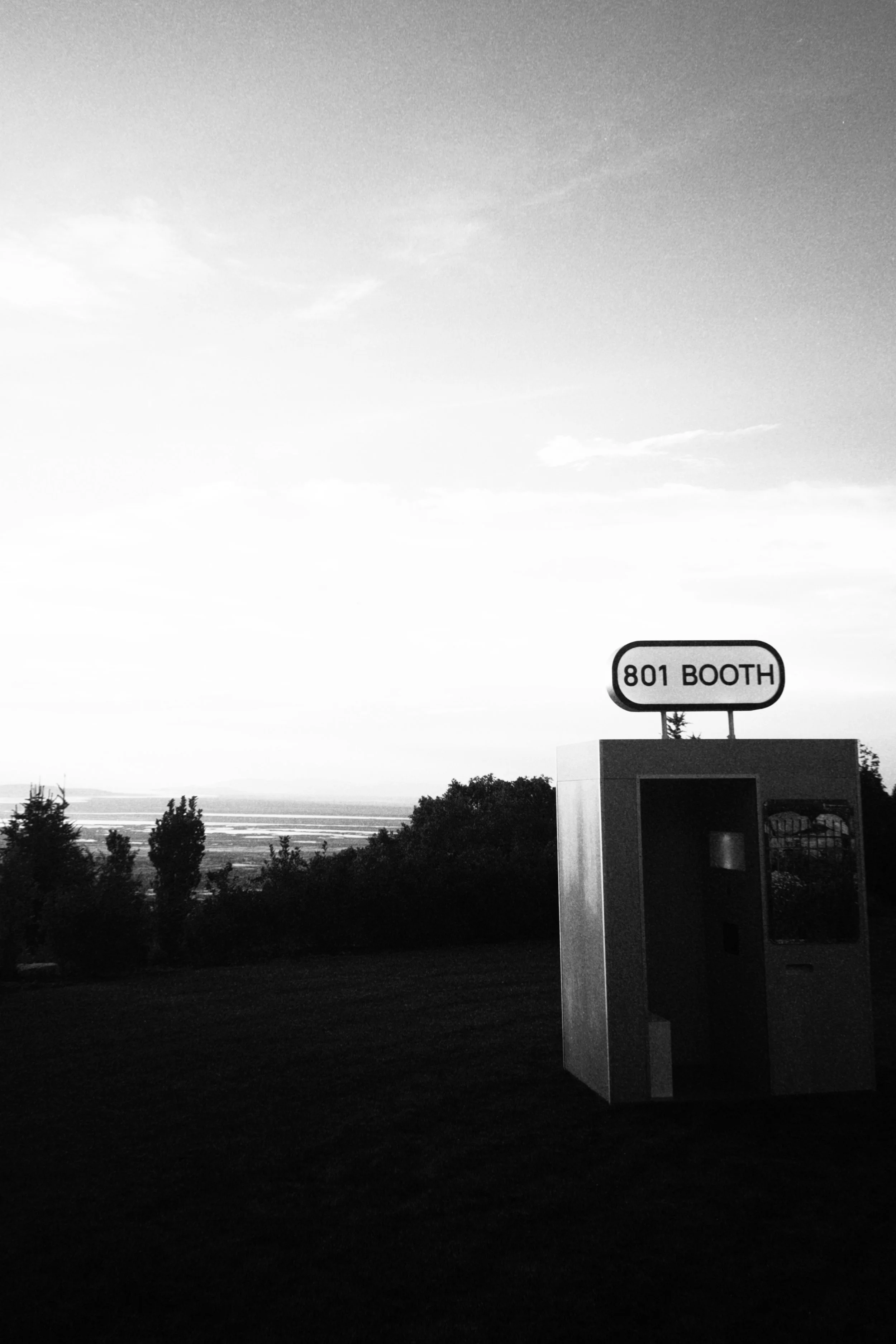 801 Booth's mobile enclosed photo booth set up in a rural Utah field for a wedding or event