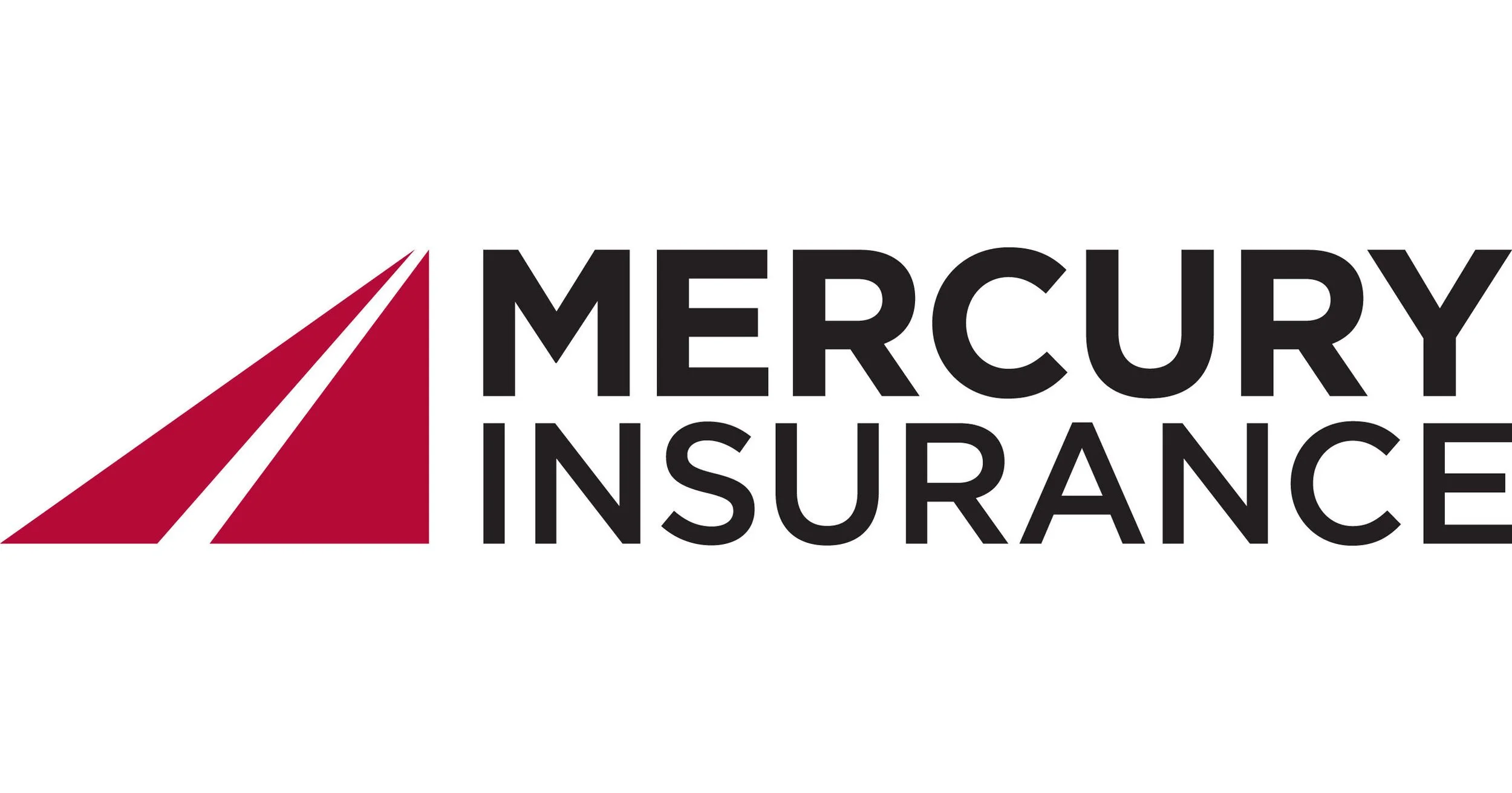 Mercury Insurance logo with red triangular symbol and black text on a white background.