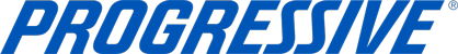 Progressive logo with blue text on a black background