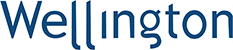 Wellington logo with blue text on a white background
