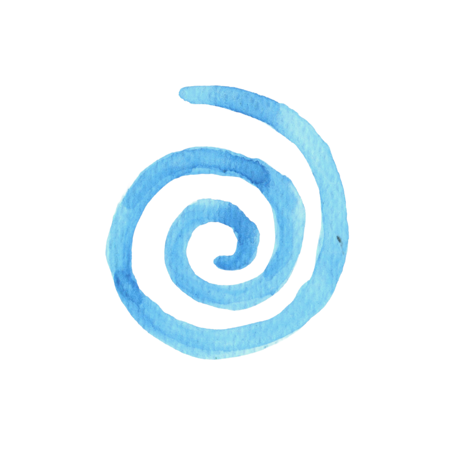 Spirale blu acquerellata su sfondo nero.