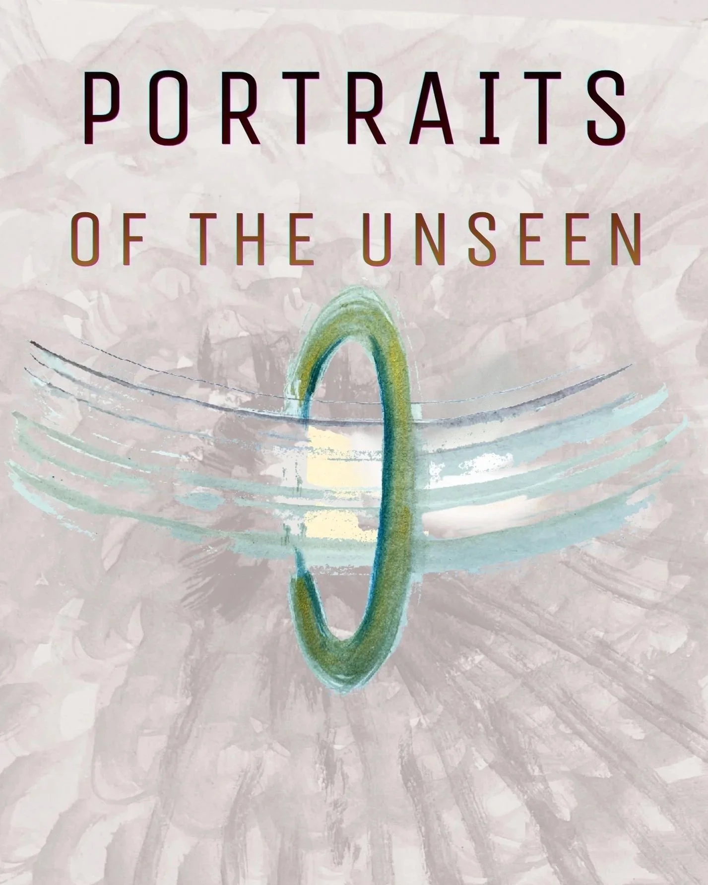 Artistic image with the words 'Portraits of the Unseen' and a stylized strokes of sensory impule