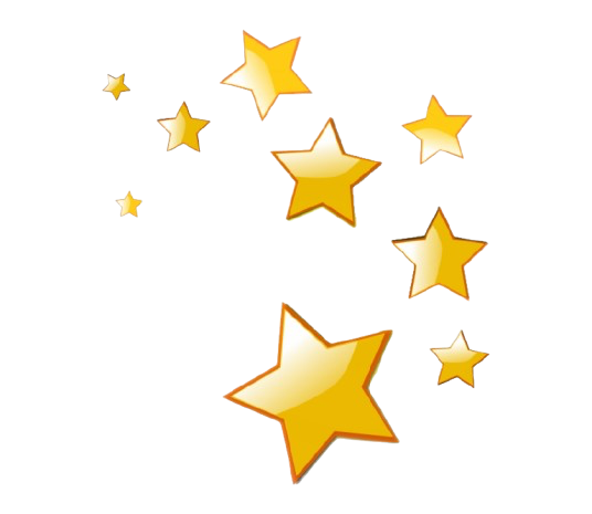 Multiple yellow and gold stars of varying sizes scattered across a white background.