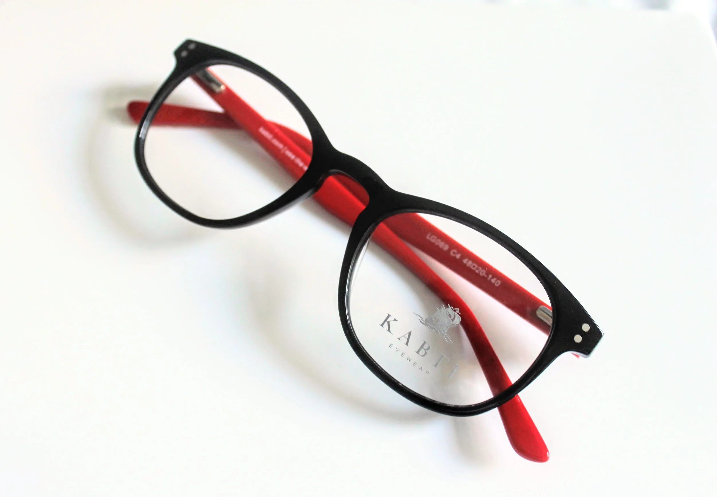 black with red temples