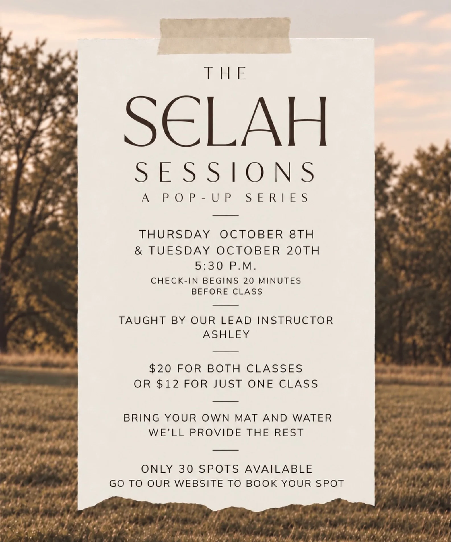 Sold out in 3.5 hours!&mdash; Thank you everyone. We can&rsquo;t wait to see you + meet new faces.

Original post:
You didn&rsquo;t think we&rsquo;d make you wait until our grand opening, did you? 😏🤎

The Selah Sessions are here&mdash; spots are li