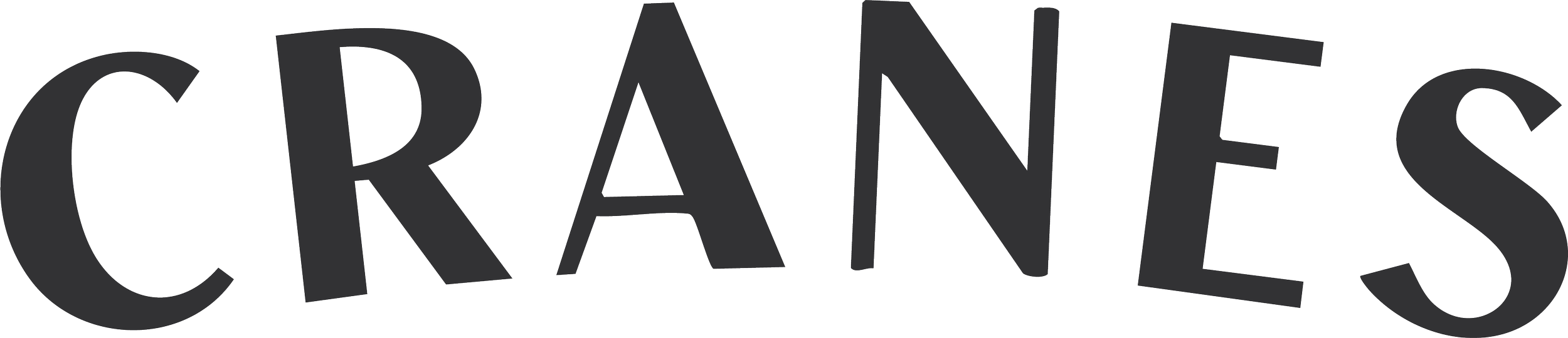 The word 'CRANES' written in large, black, capital letters with a slightly curved and irregular font style.