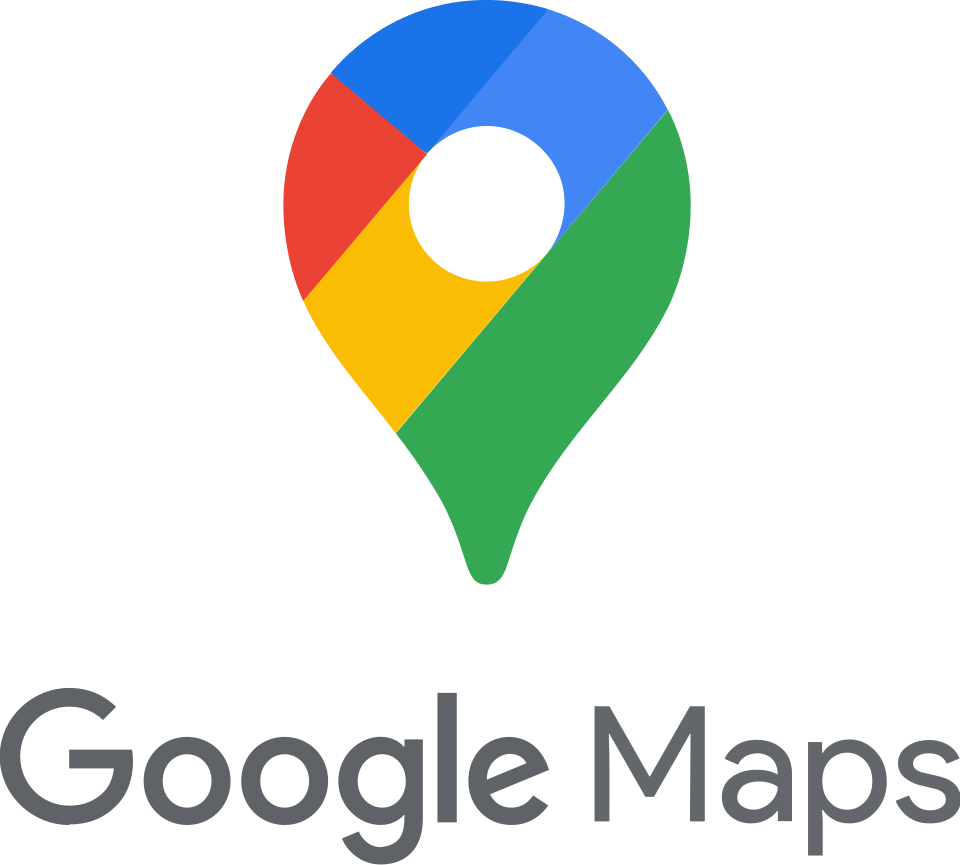 Google Maps logo featuring a multicolored map pin with blue, red, yellow, and green sections, and the text 'Google Maps' below it.