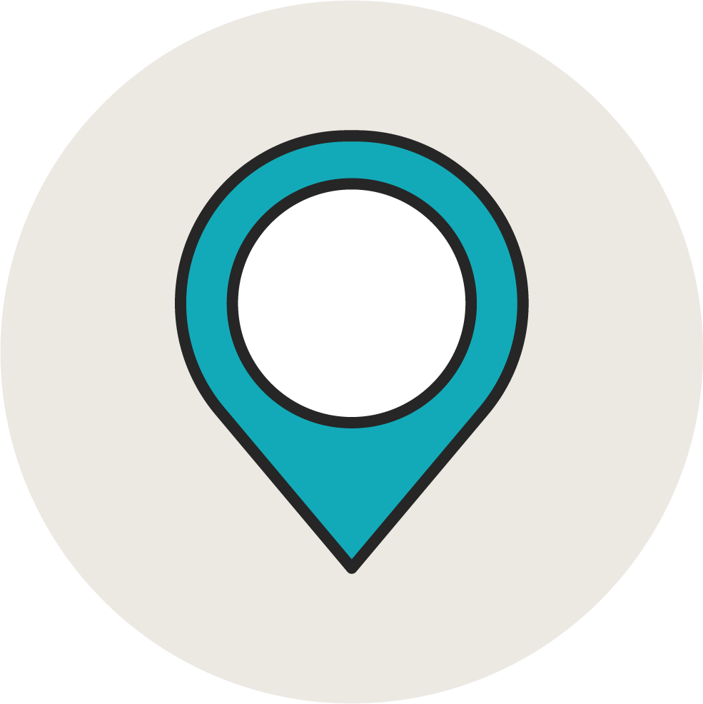 A location marker to represent our target markets