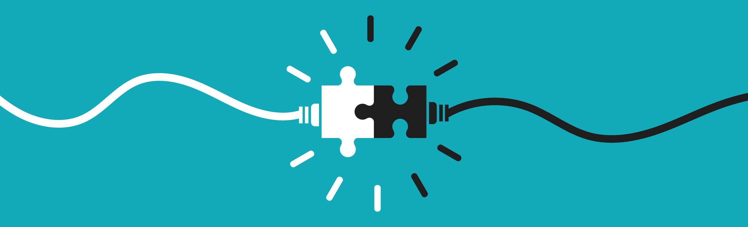 Two plugs shaped like puzzle pieces meeting.