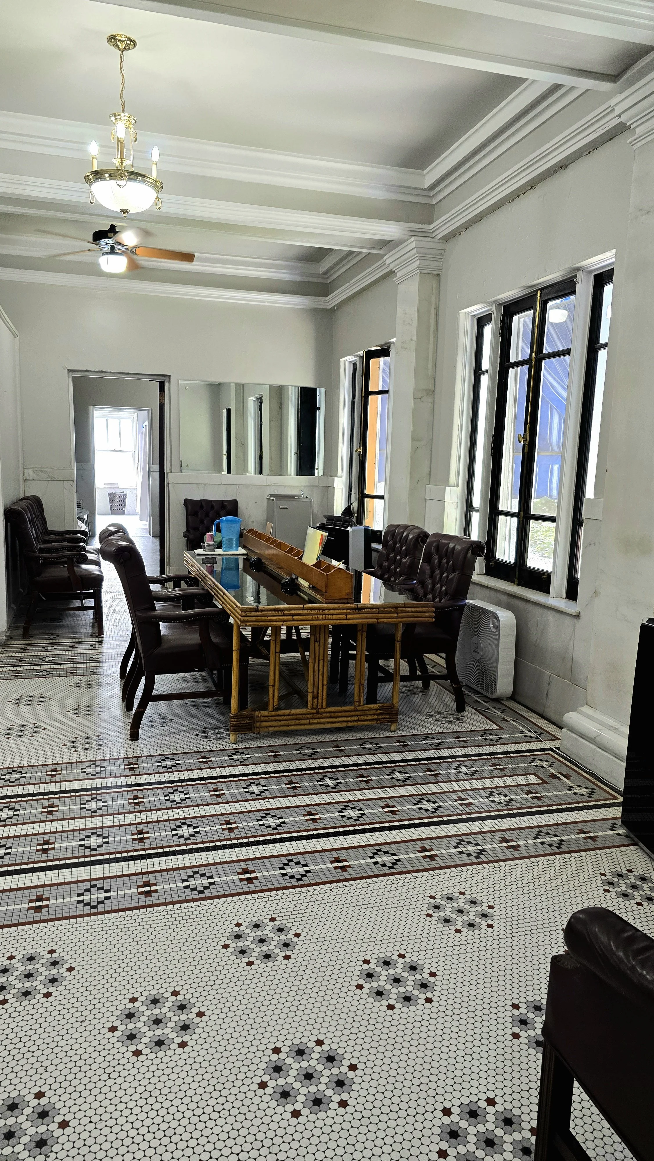 A n upstairs lobby area at Buckstaff Bathhouse in Hot Springs, Arkansas