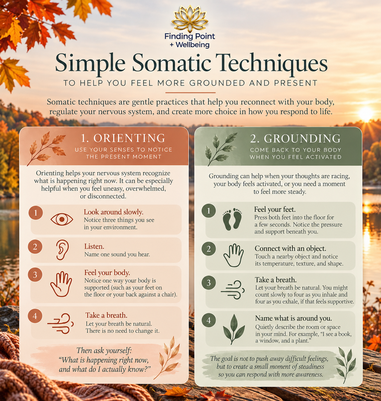 Simple Somatic Techniques for Grounding