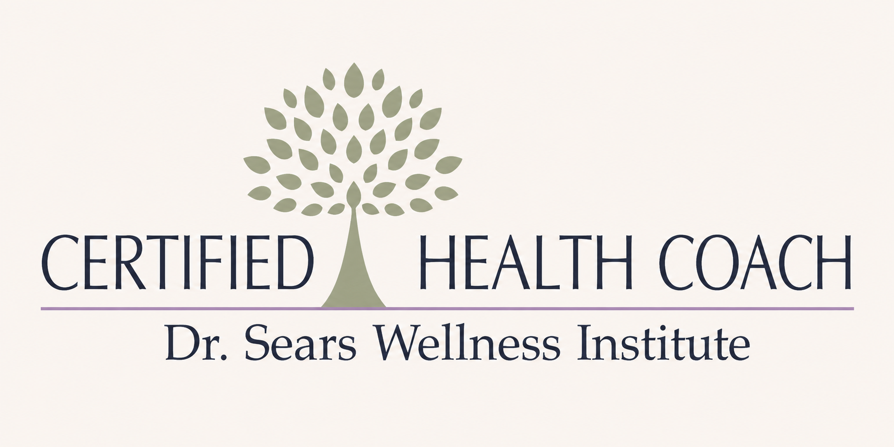 Logo for Certified Health Coach Dr. Sears Wellness Institute featuring a stylized tree above the text.