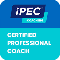 IPEC Certified Professional Coach logo on a blue background