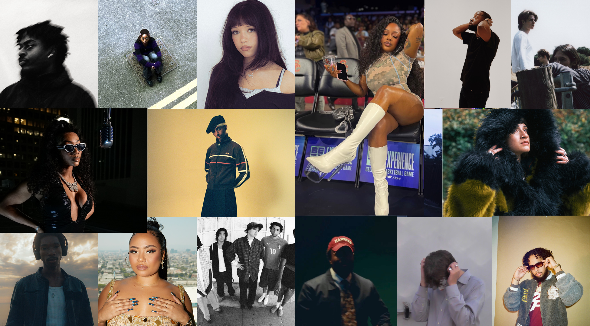 A collage of diverse independent musicians, including women and men.