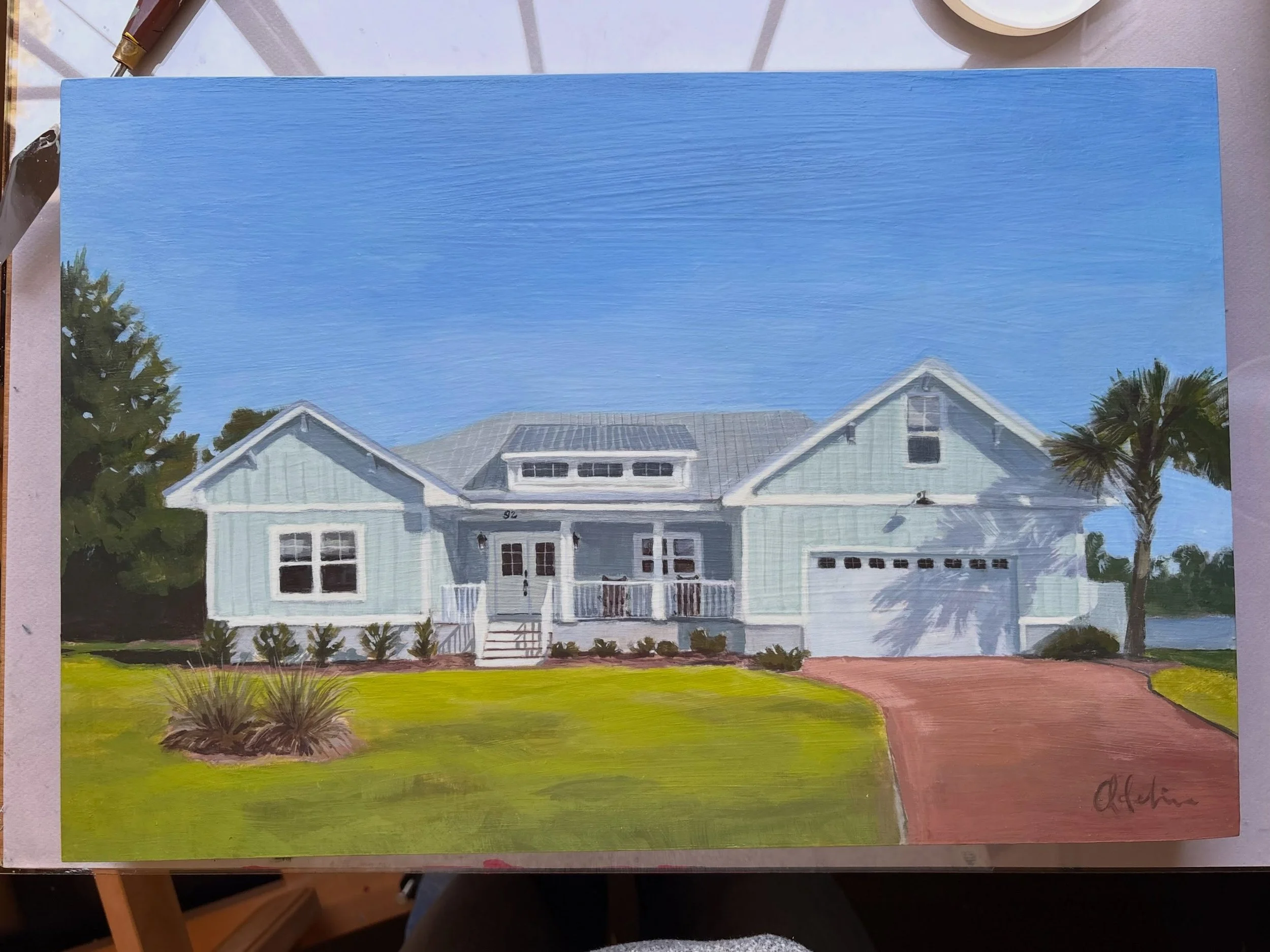 Catching up on positing the final photos of some of my last summer commissions over the coming weeks. This is a precious Florida beach house that a friend commissioned for her and her husband&rsquo;s 30th wedding anniversary last week. So many people