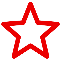 A red outline of a star with a black interior