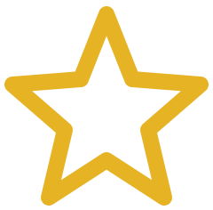 Gold outlined five-point star.
