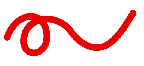 Red curling line on a white background