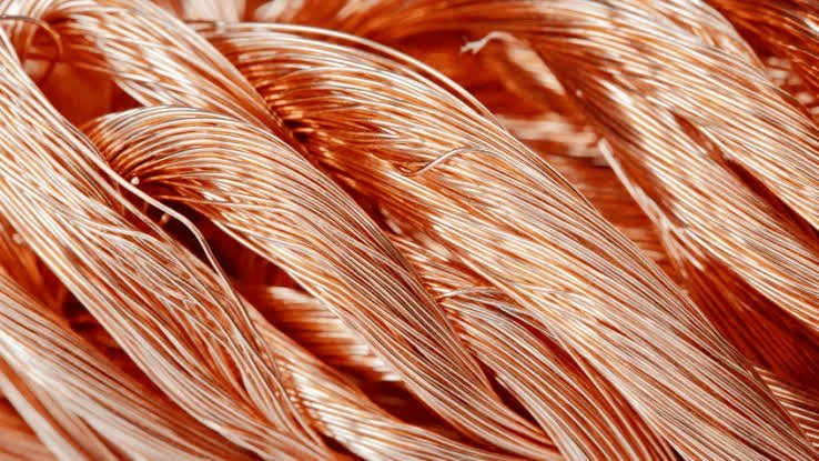 Close-up of copper wires twisted together.