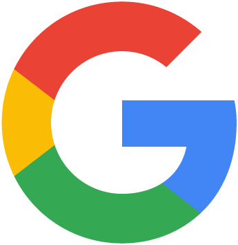 Google logo with red, yellow, green, and blue sections.