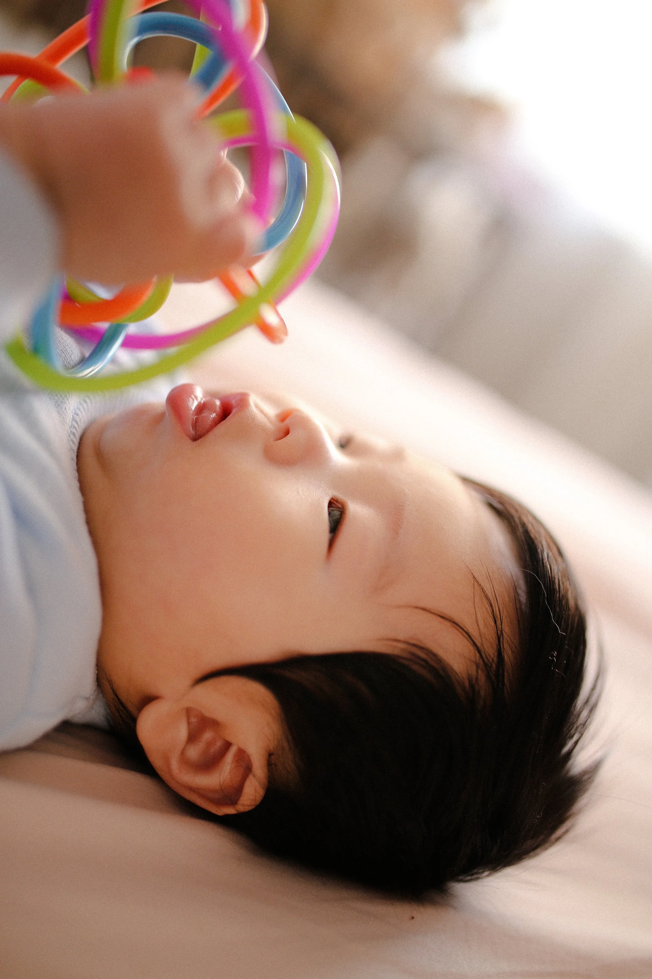 Infant engaged in explorative play