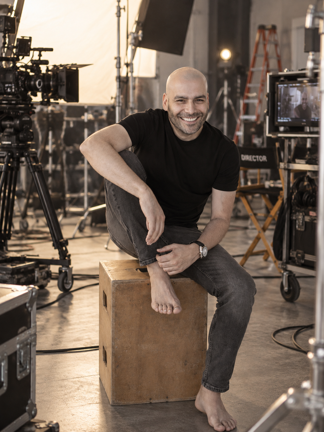 Mauricio García Muela, actor mexicano, en un foro profesional de filmación.