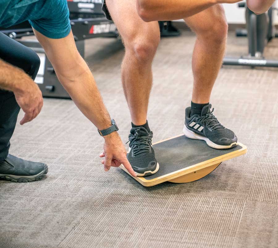 Balance training and strengthening exercises at Cascade Physical Therapy in Redding, CA