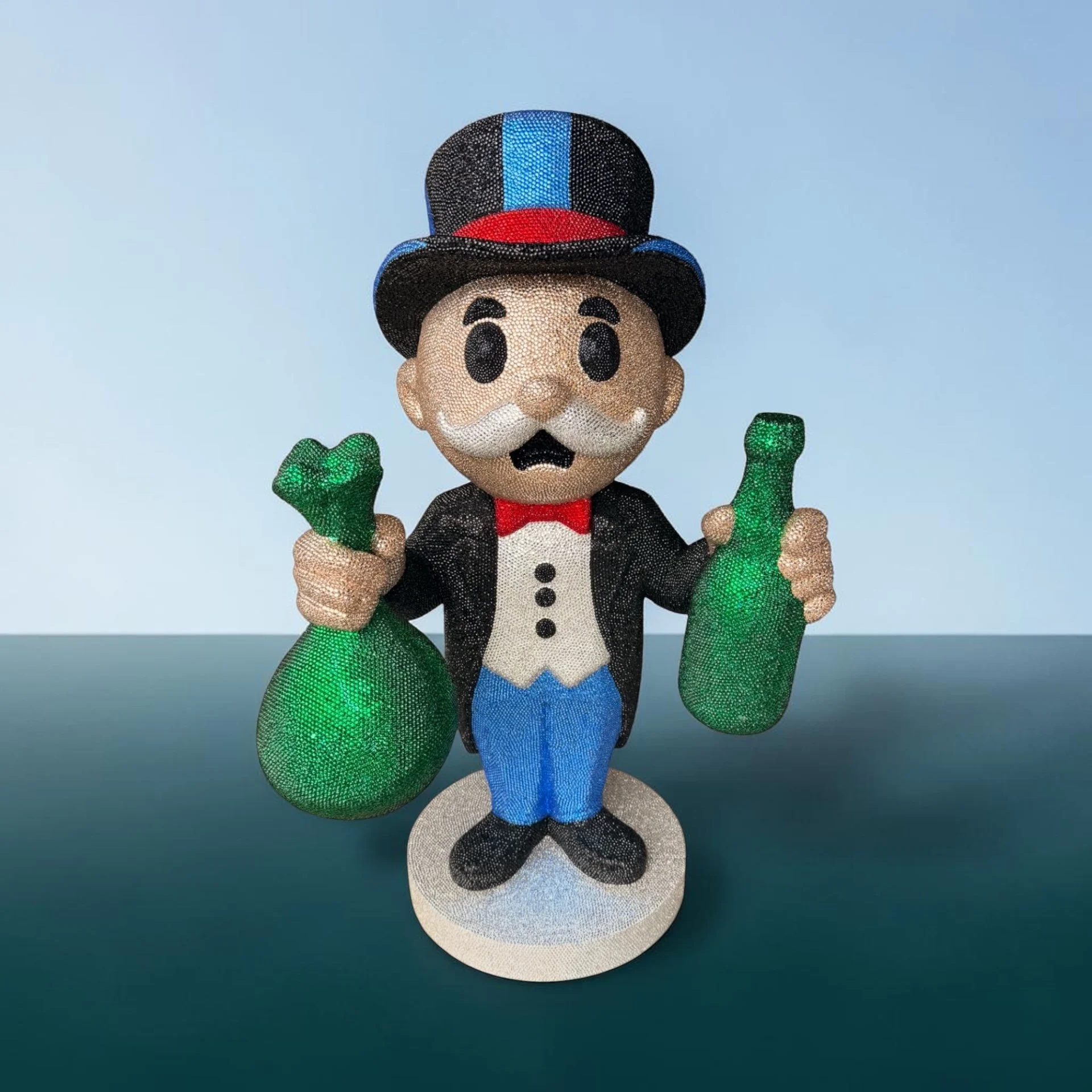 Luxurious Rhinestone-Covered Character Statue