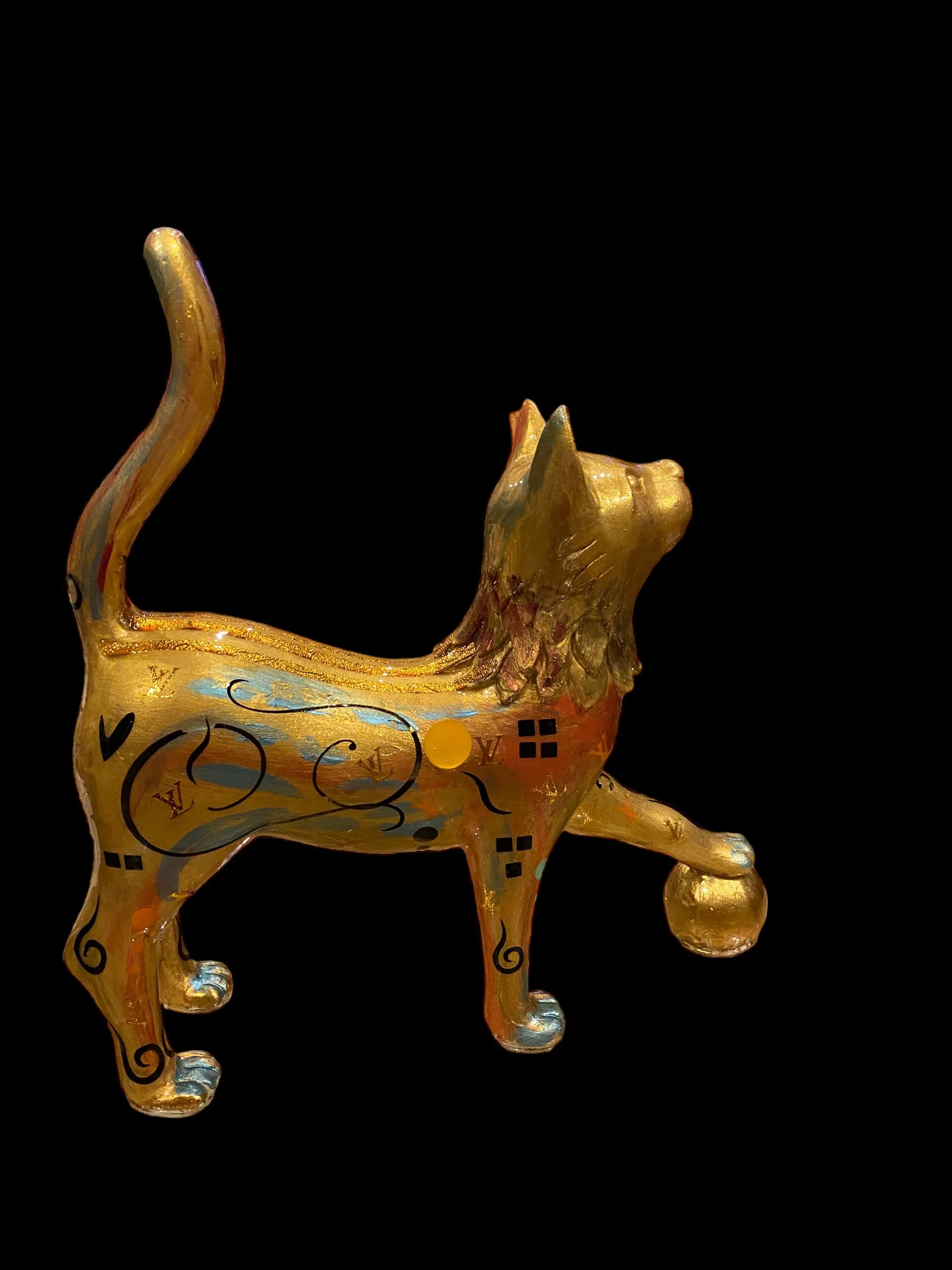 Golden Elegance Cat Statue
