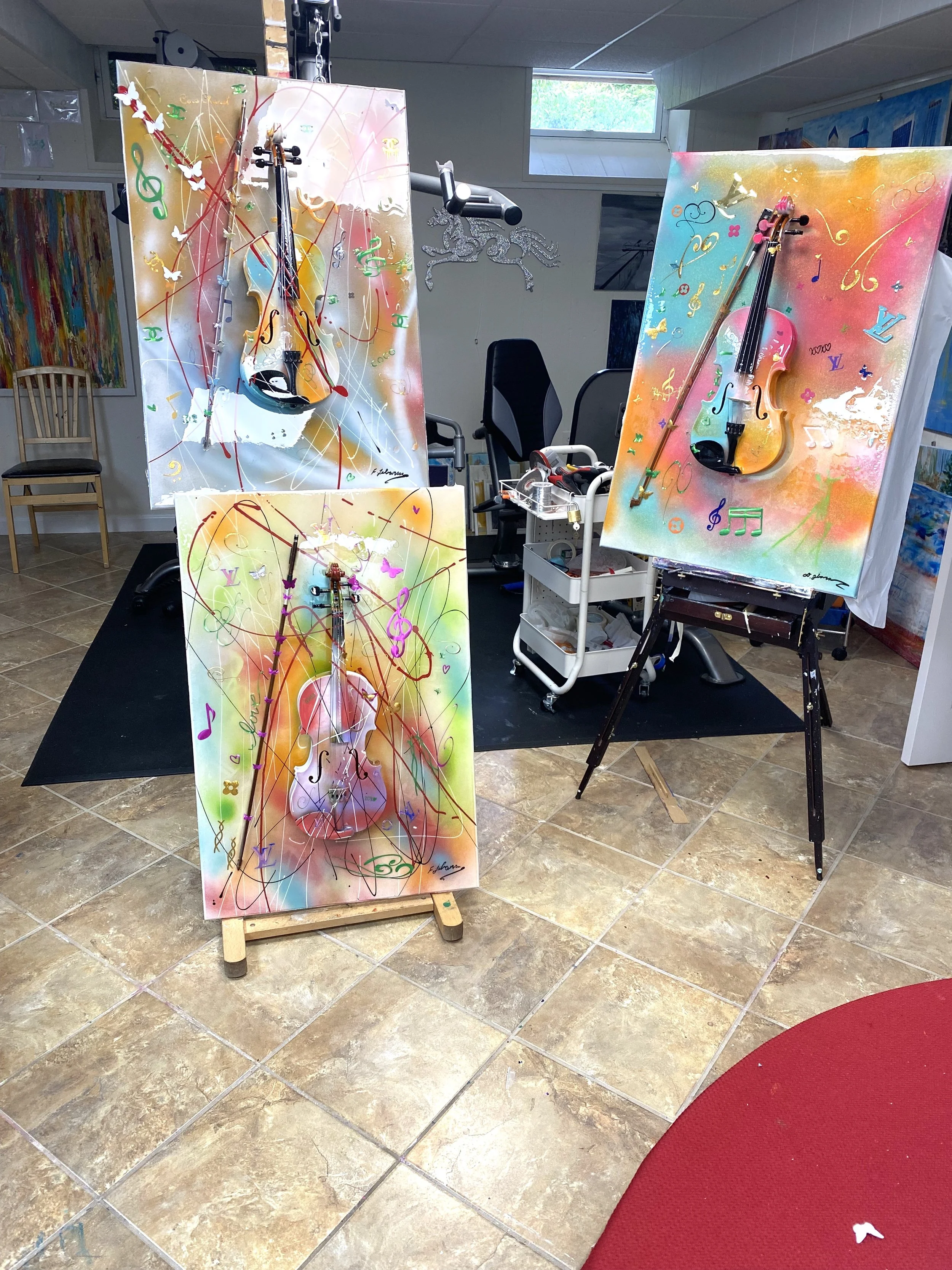 Violin Symphony Mixed Media Art