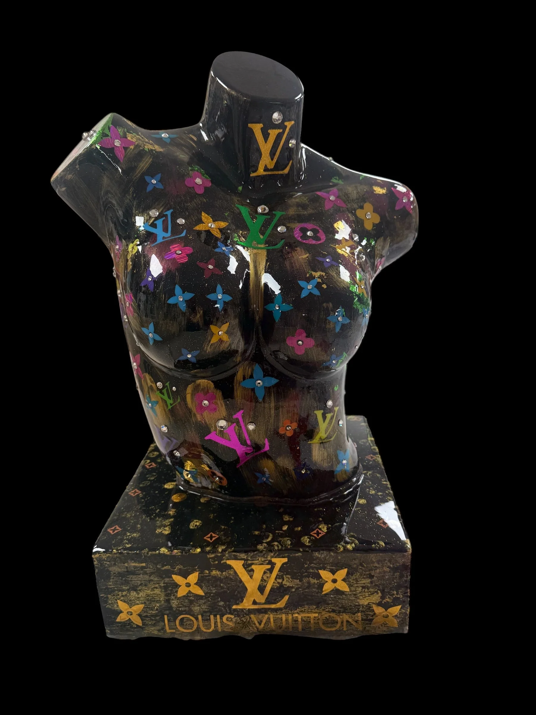 Rhinestone Adorned Art Sculpture