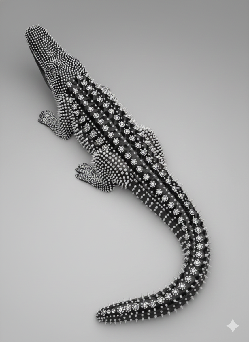 3-Foot Rhinestone Alligator Statue