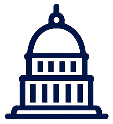 Illustration of a government or legislative building with a dome and columns.