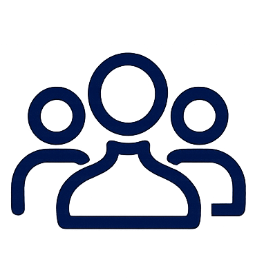 Icon of three people representing community or group.