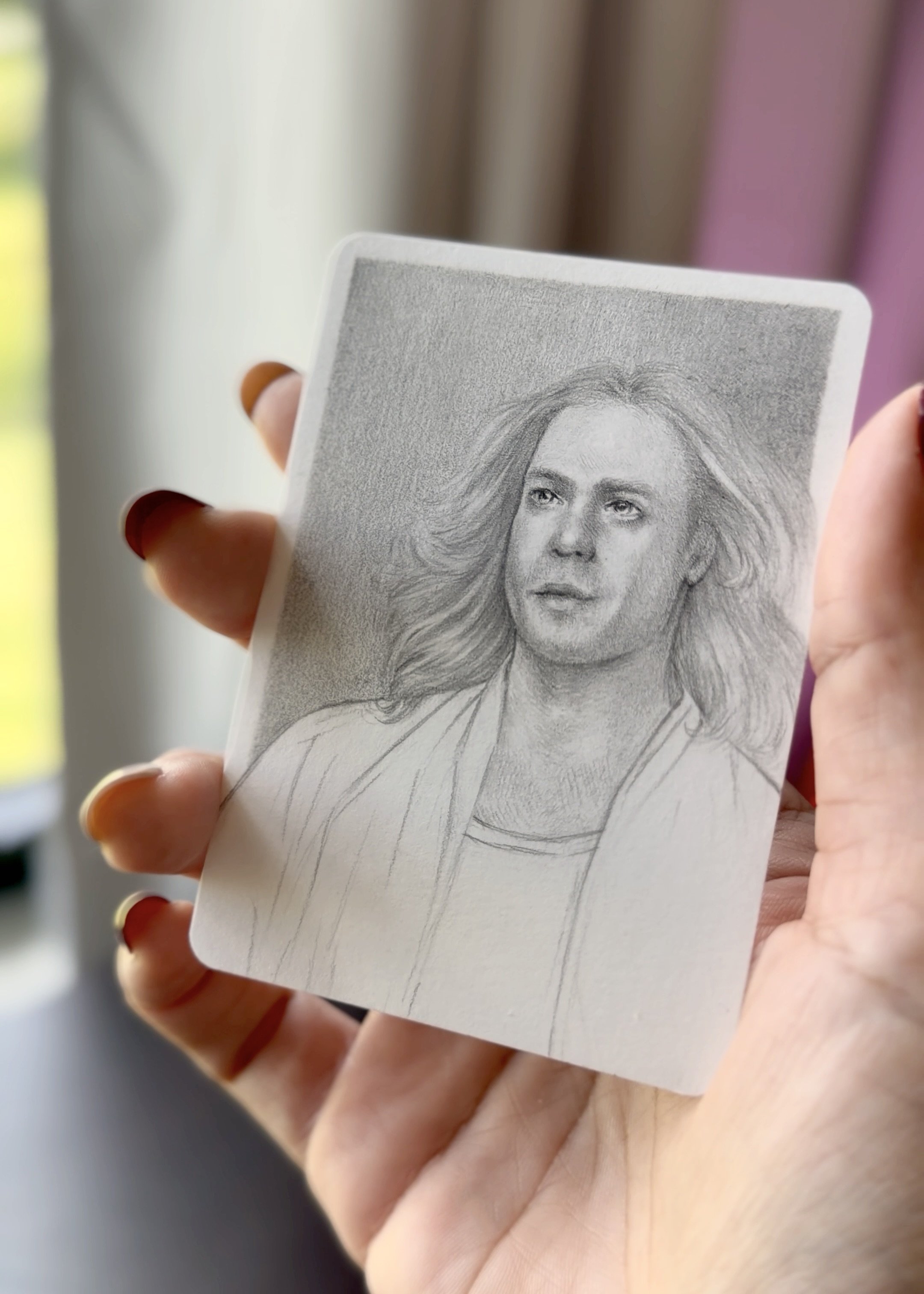 ORIGINAL Miniature Graphite Drawing 2.5” x 3.5” ACEO, Lestat