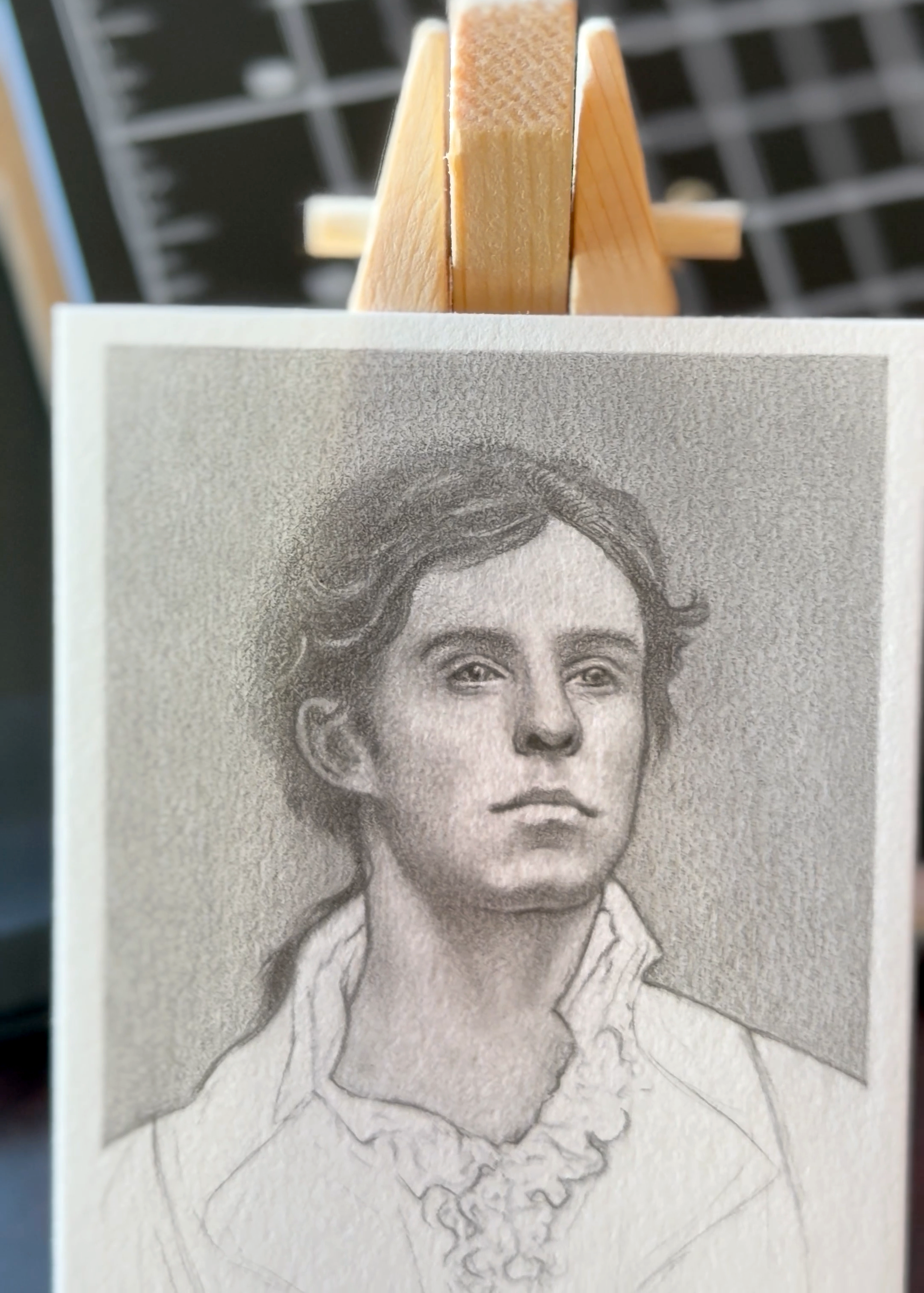 ORIGINAL Miniature Graphite Drawing 2.5” x 3.5” ACEO, Nicki