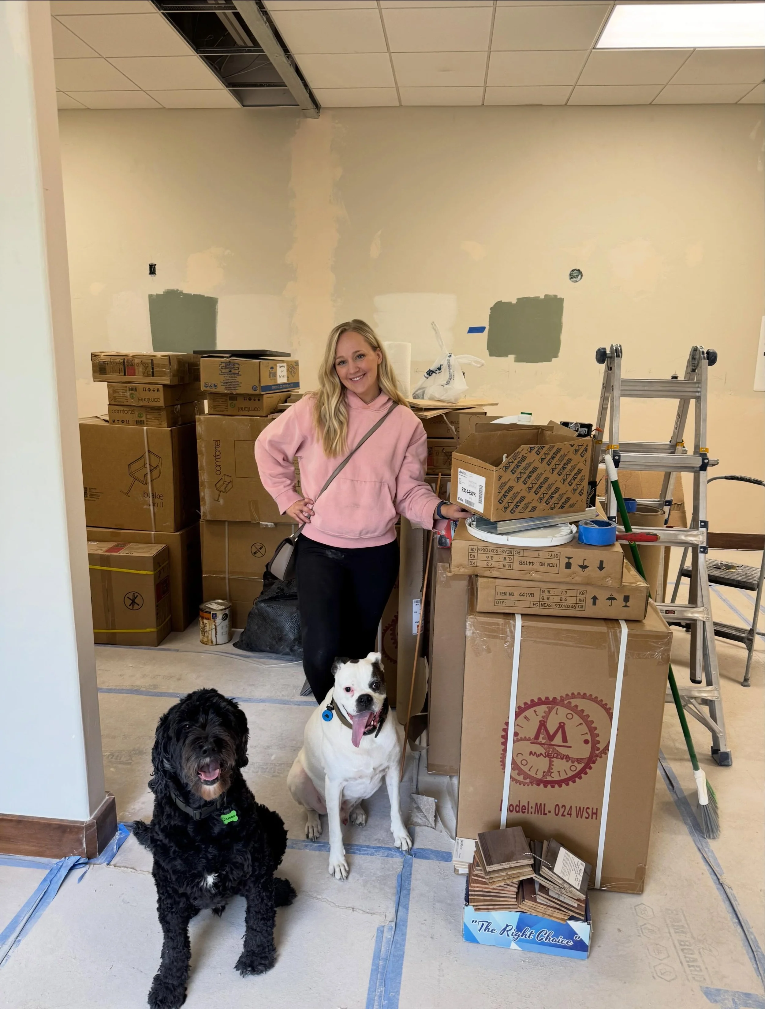I&rsquo;ve got my helpers with me tonight getting ready for paint tomorrow. We&rsquo;re getting close!