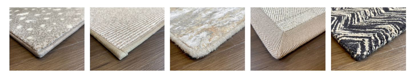 examples of different styles of rug edge binding