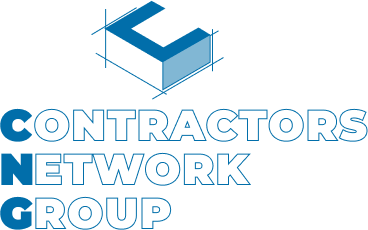 Logo for Contractors Network Group with a stylized 'C' and 'N' design in blue and black.