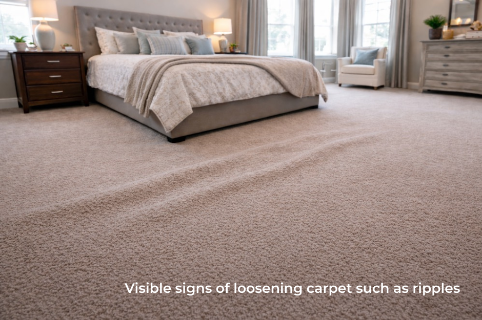 Visible signs of loosening on carpet