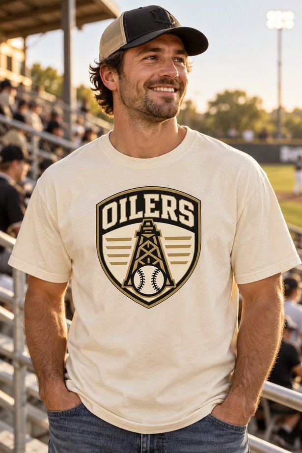 Oilers Shield Crest - Heavyweight Garment-Dyed Tee