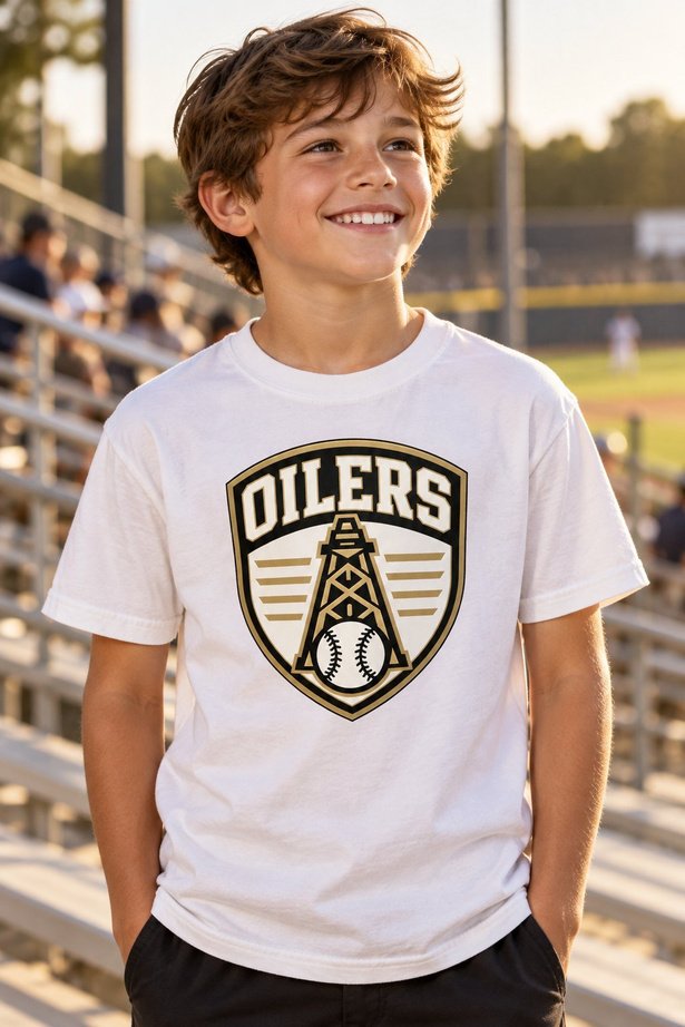 Oilers Shield Crest - Youth Garment-Dyed Tee