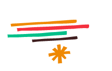 Colorful horizontal lines with an orange asterisk symbol below them.