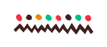 Decorative graphic with colorful dots above wavy lines