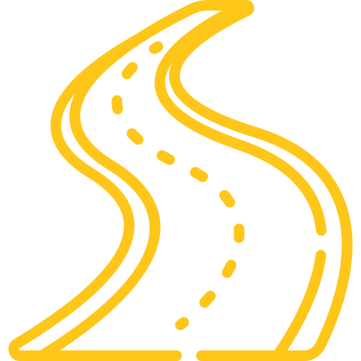 Yellow road with dashed center lines on a black background.