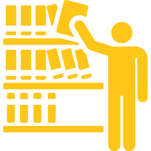 A person shopping and reaching for items on store shelves.