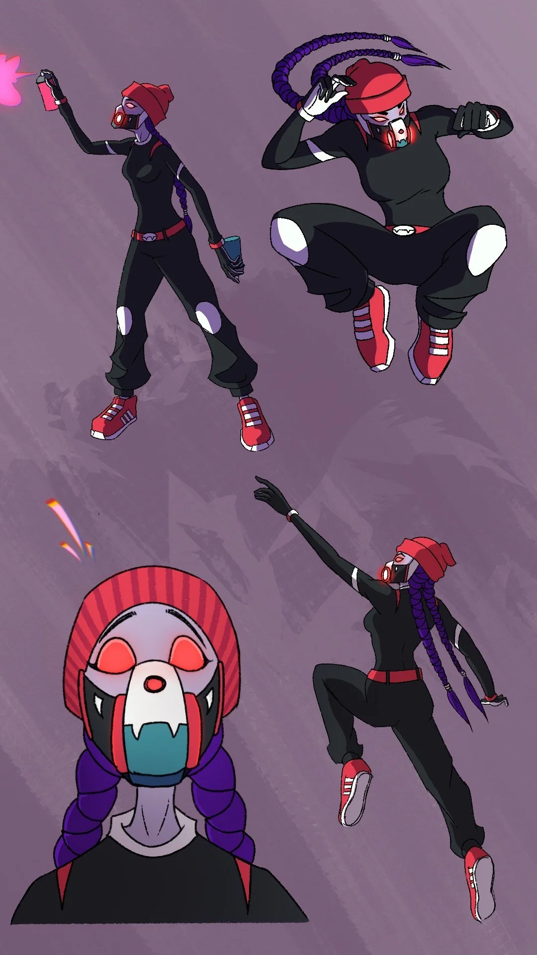 Vampire graffiti writer pose sheet