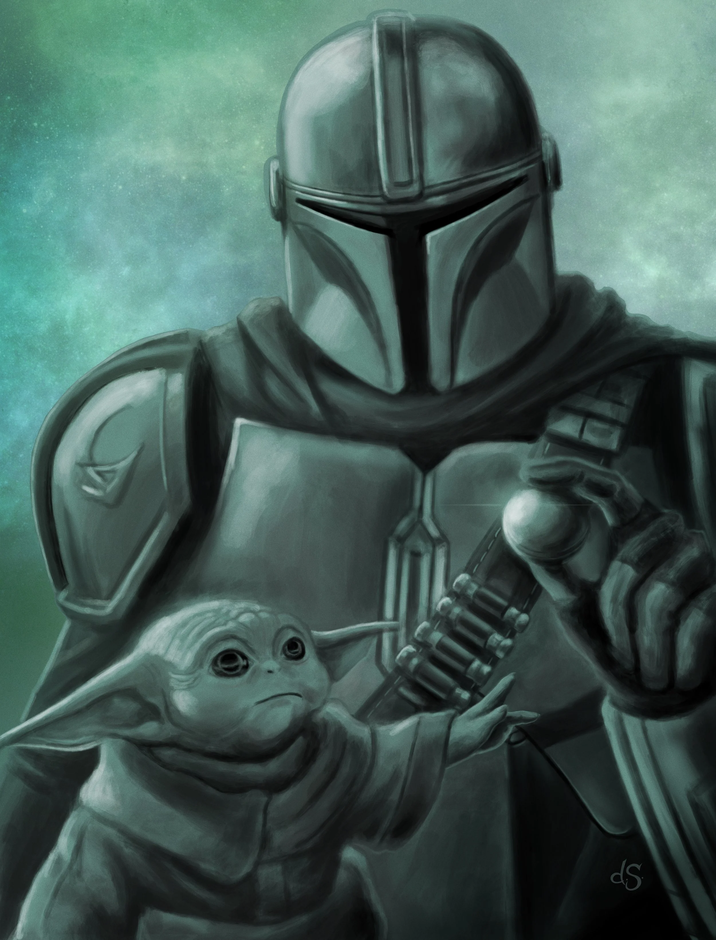 The Mandalorian and Grogu digital painting